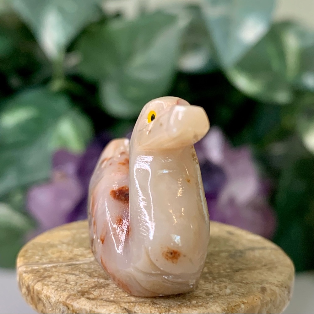 Gemstone Carved Carnelian Agate Duck Figurine Crystal Bird Rock Sculpture 1.5" - Picture 3 of 14